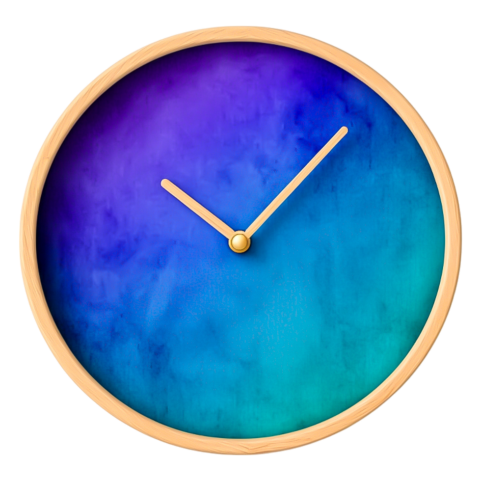 Artistic Round Clock with Gradient Purple and Blue Background png