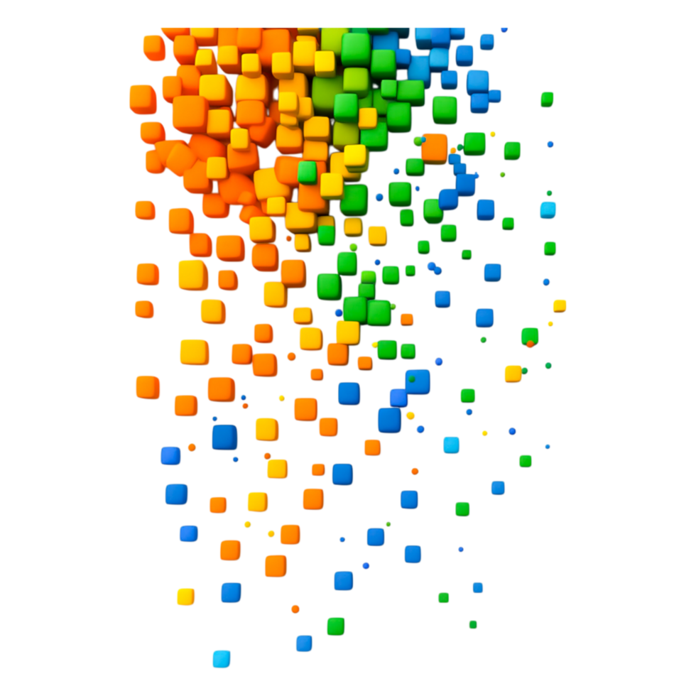 Colorful Cubes Falling in a Dynamic Abstract Background png