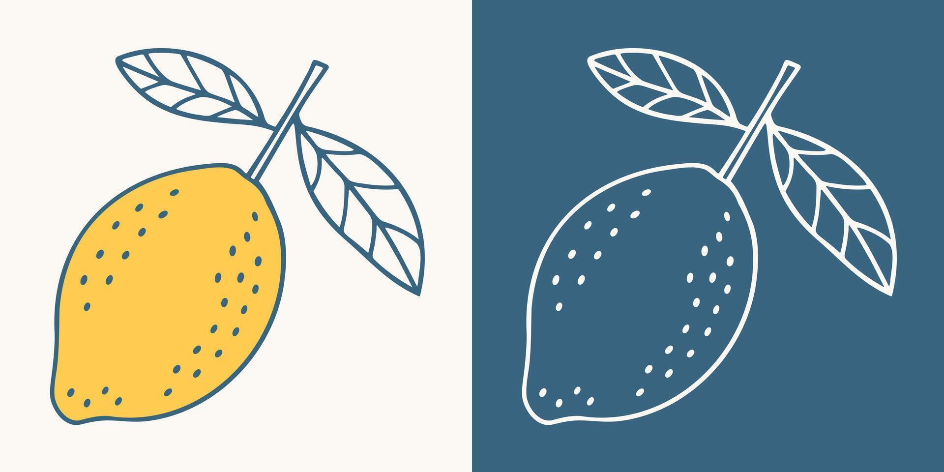 Lemon fruit drawing coastal Italian summer blue yellow aesthetic mediterranean food amalfi coast Italy party theme cocktail lemonade ingredient sketch illustration decor element square poster print vector