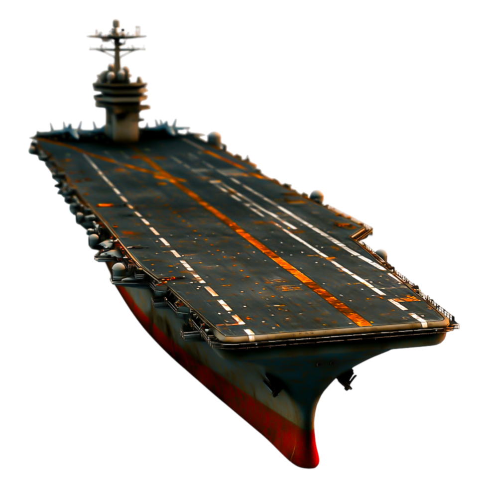 Large Aircraft Carrier in Naval Port with Military Presence png