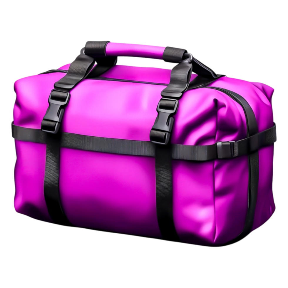 Stylish Pink Travel Bag with Black Straps and Handle for Adventures png