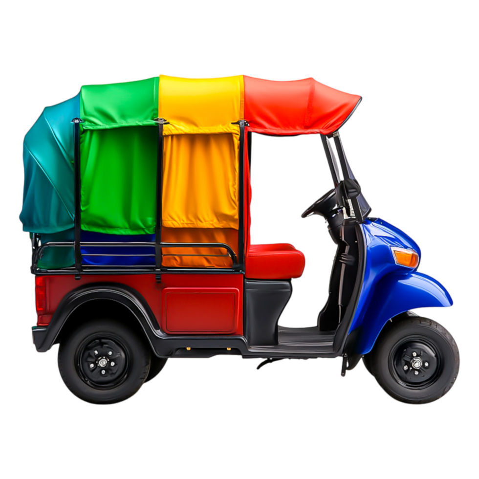 Colorful Auto Rickshaw With Bright Canopy and Stylish Design png