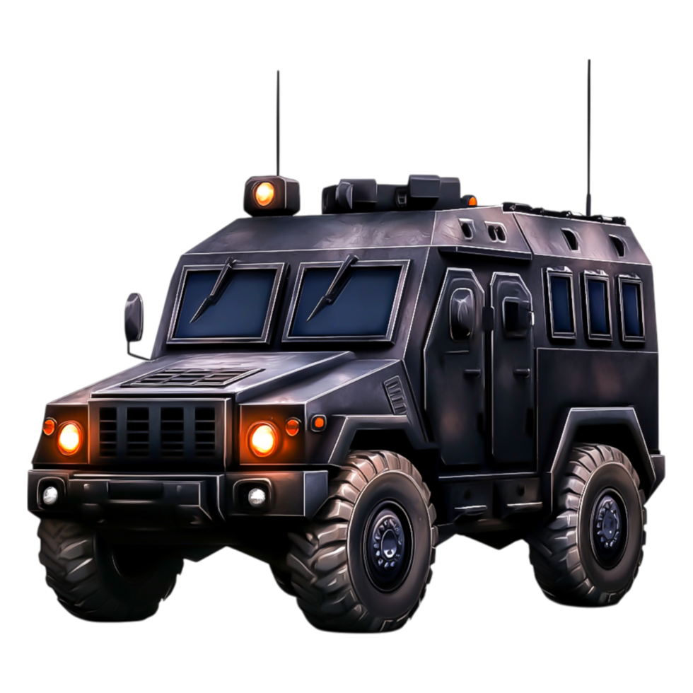 Armored Vehicle with Tactical Design for Security and Protection Needs png