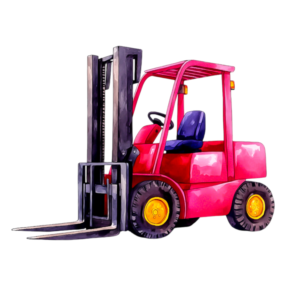 Vibrant Pink Forklift Truck with Industrial Setting Illustration png