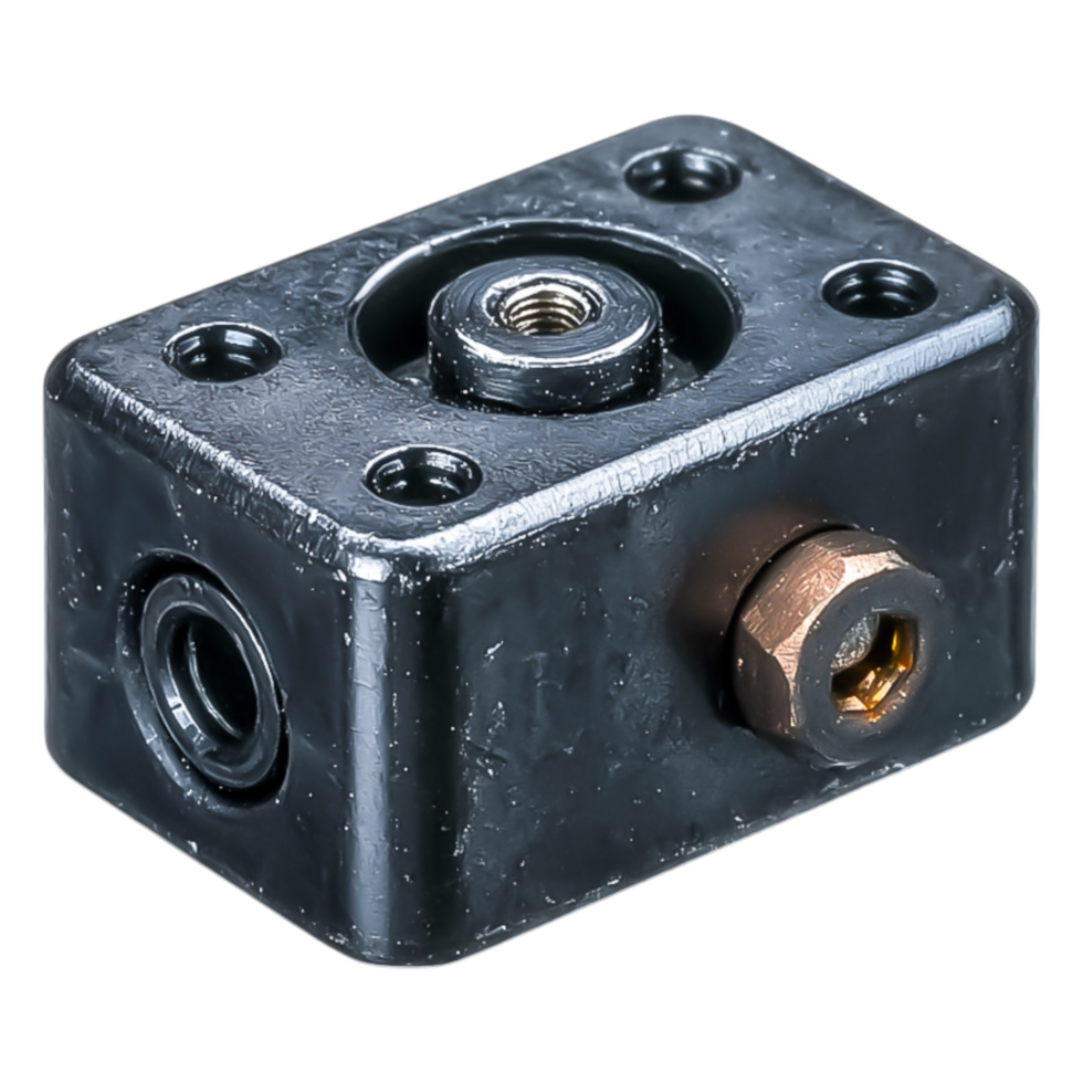 Preto retangular mecânico componente com com rosca inserir e portos png
