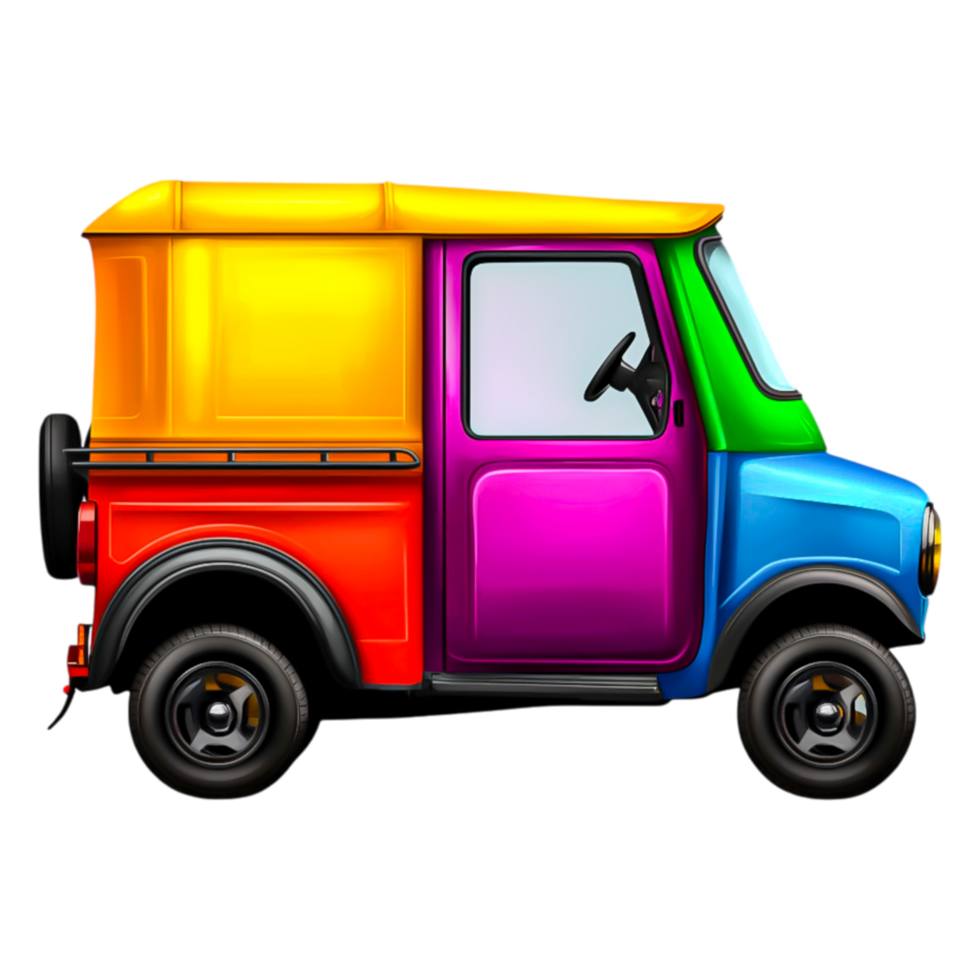 Colorful Small Truck in Side View with Bright Design Elements png