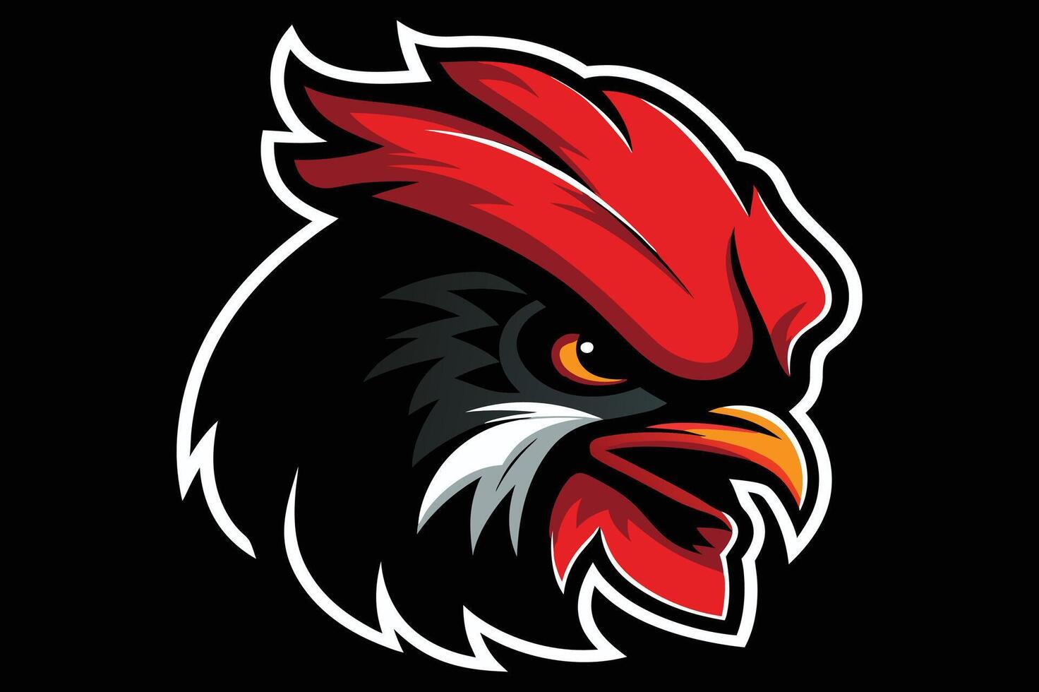 Dynamic Rooster Head Illustration for Sports and Gaming vector