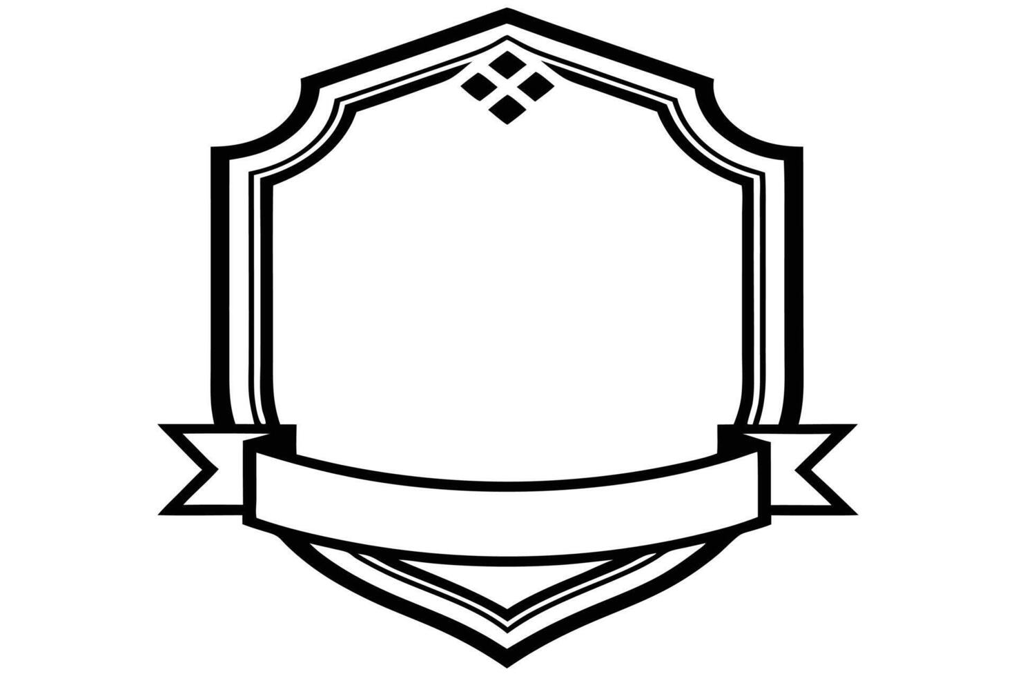 Sharp Black-and-White Crest Design with Symmetrical Shield Shape vector