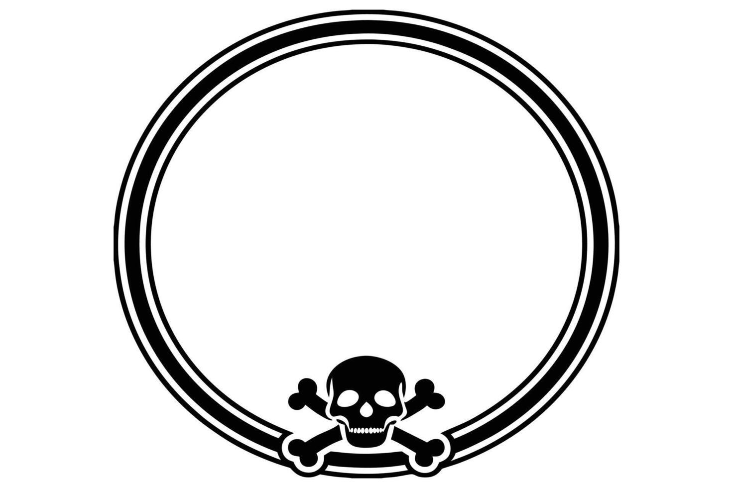 Bold Black Circular Frame with Skull and Crossbones vector