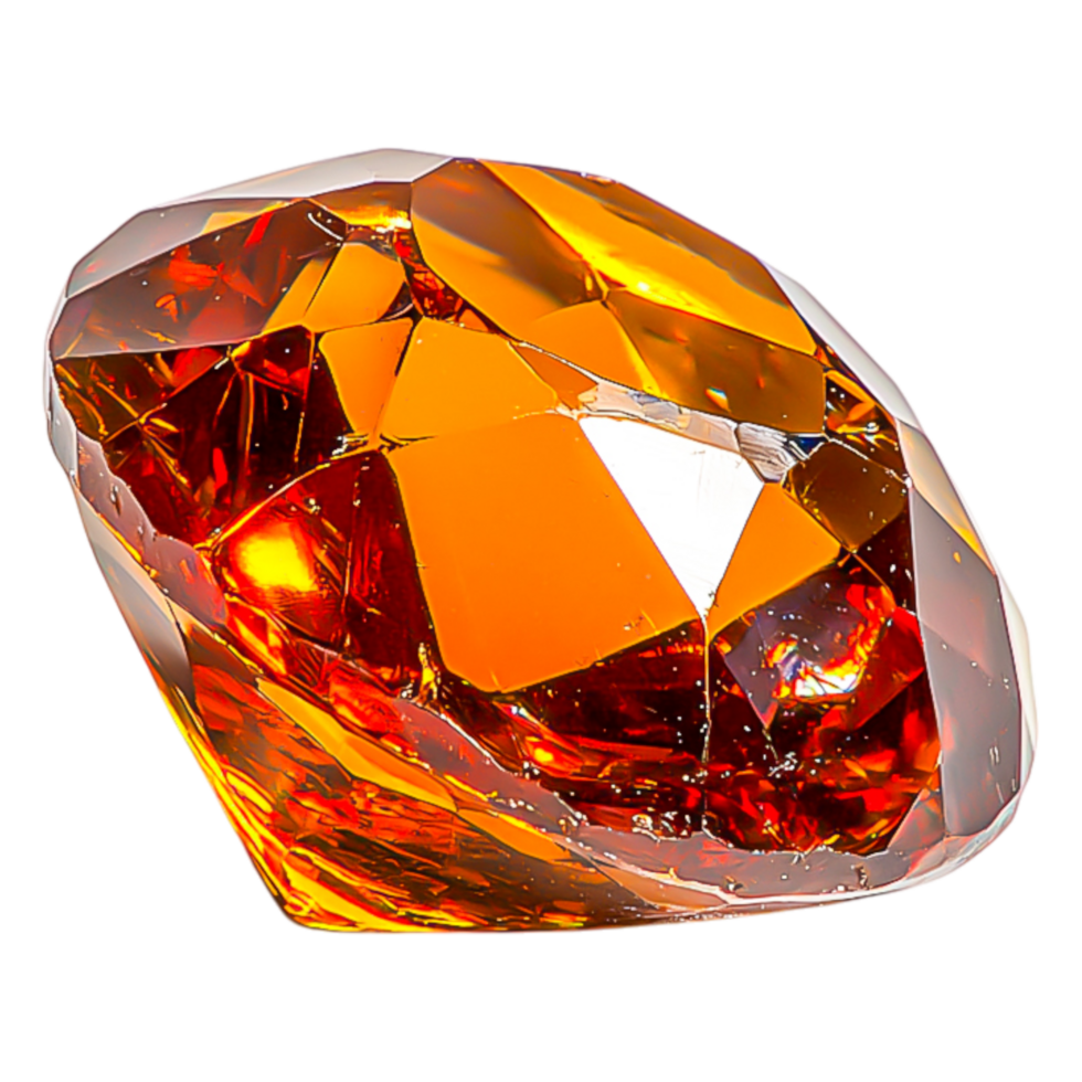 Brilliant Orange Gemstone with Radiant Facets and Sparkling Clarity png