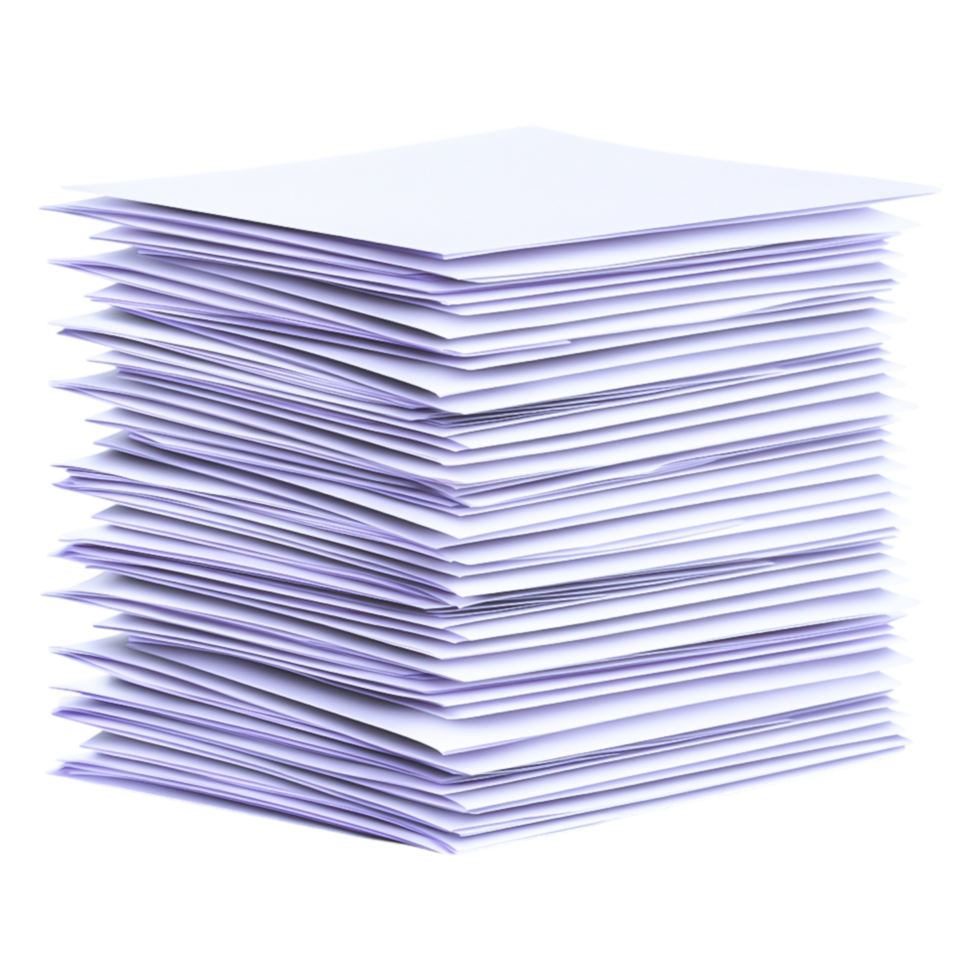Stack of blank papers organized neatly png