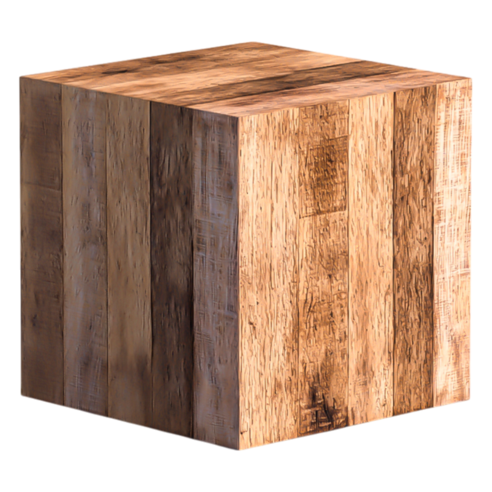 Detailed Wooden Cube on Isolated Background for Design Projects png