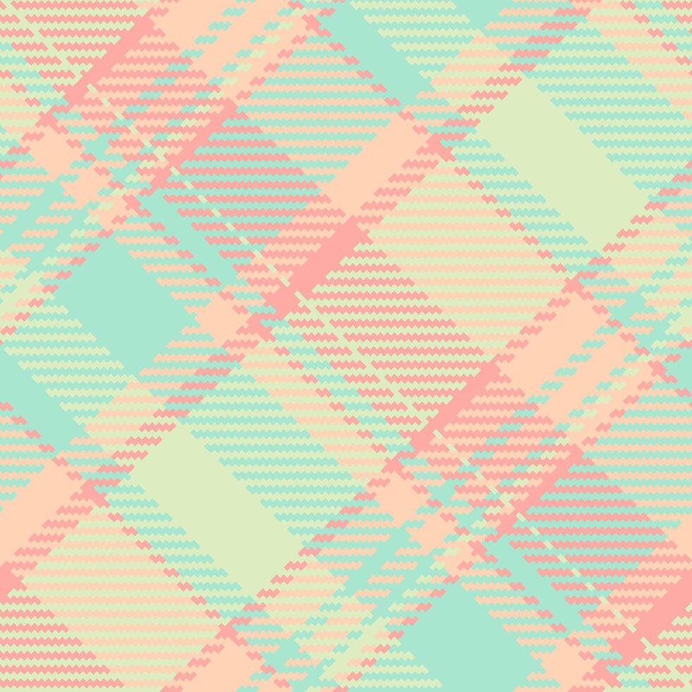 Delightful pastel plaid pattern in soft peach, mint green, and cream. Perfect for textile design, website backgrounds, or any project needing a cheerful, trendy aesthetic. vector