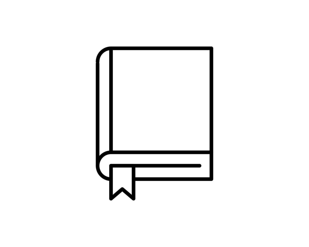 Clean line art book icon with a bookmark. Perfect for educational websites, apps, or any project needing a simple, elegant book symbol. Versatile design suitable for various applications. vector