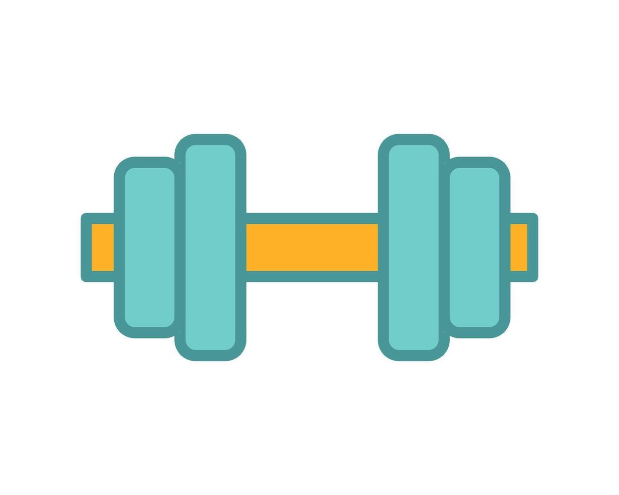 Vibrant teal and gold dumbbell icon, perfect for fitness apps, websites, or gymrelated designs. Clean, modern style. Simple yet effective visual representation of strength training. vector