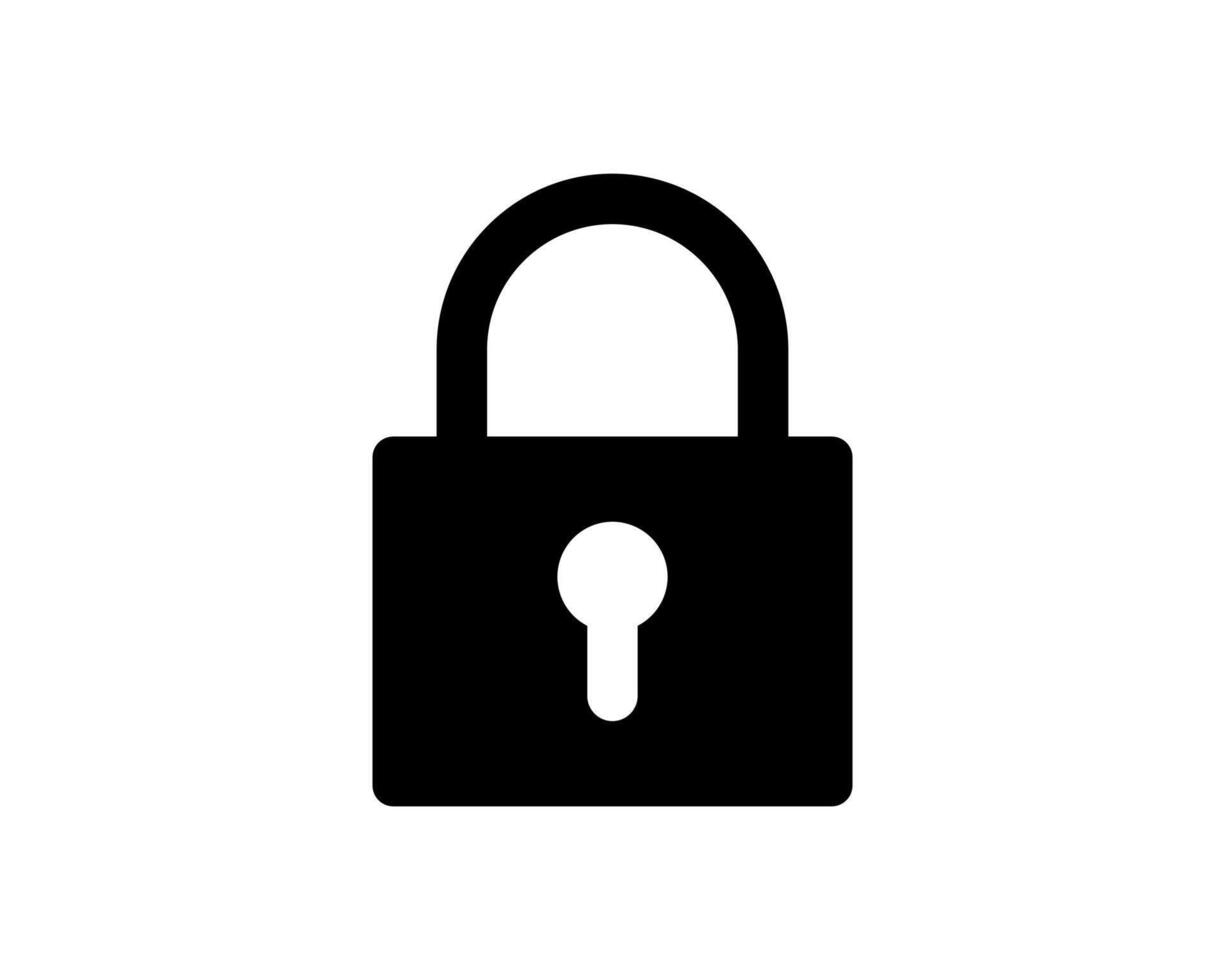 Simple, bold black padlock icon. Perfect for websites, apps, and presentations needing a security or privacy symbol. Clean design ensures versatility and easy readability. vector