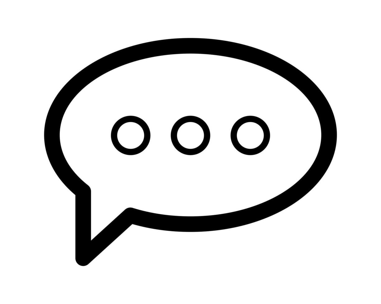 Bold black speech bubble icon with three ellipsis points, perfect for website design, app interfaces, presentations, and communication concepts. Clean, modern style for a professional look. vector