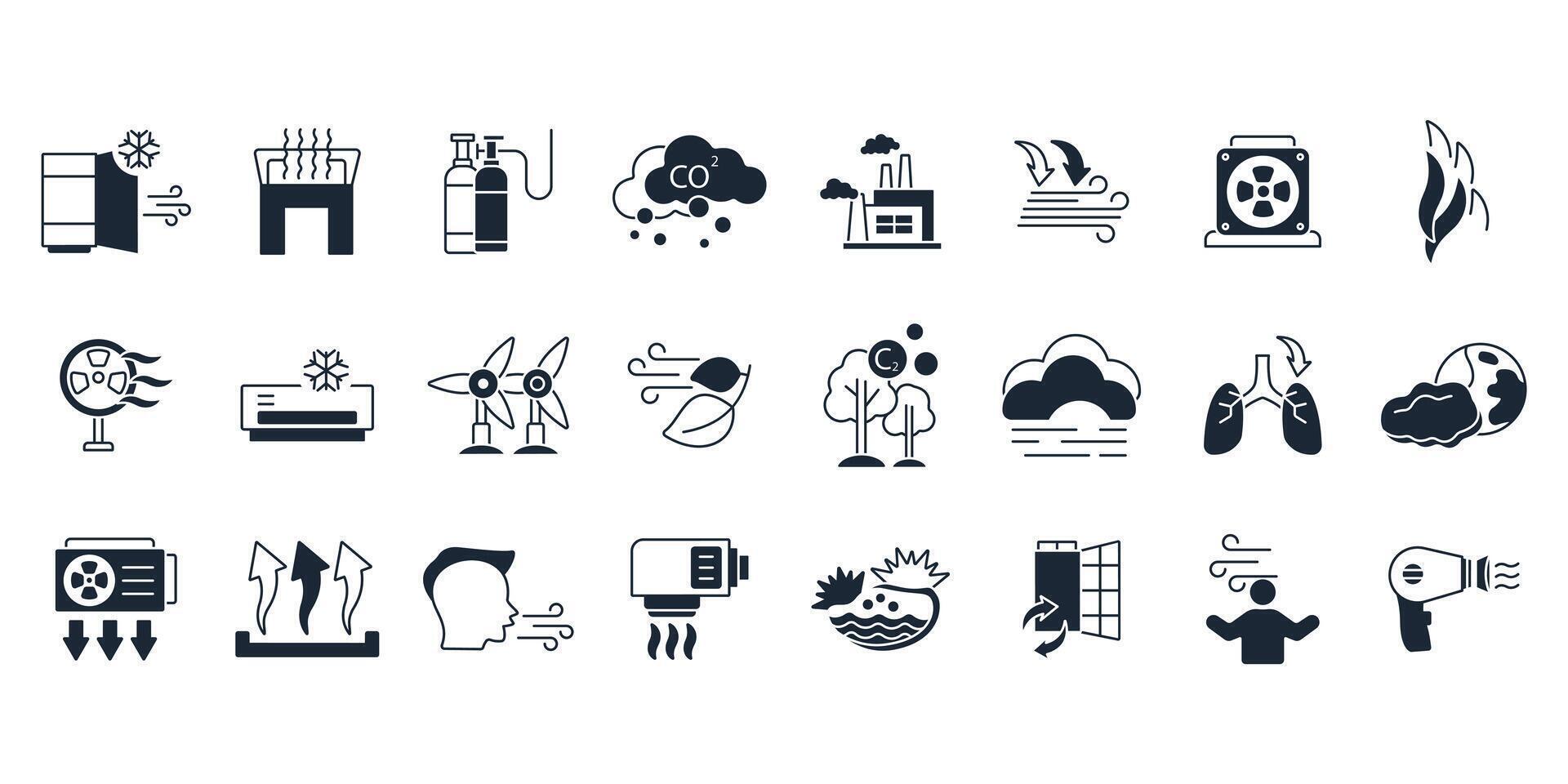 air icon set.Editable stroke.linear style sign for use web design,logo.Symbol illustration. vector