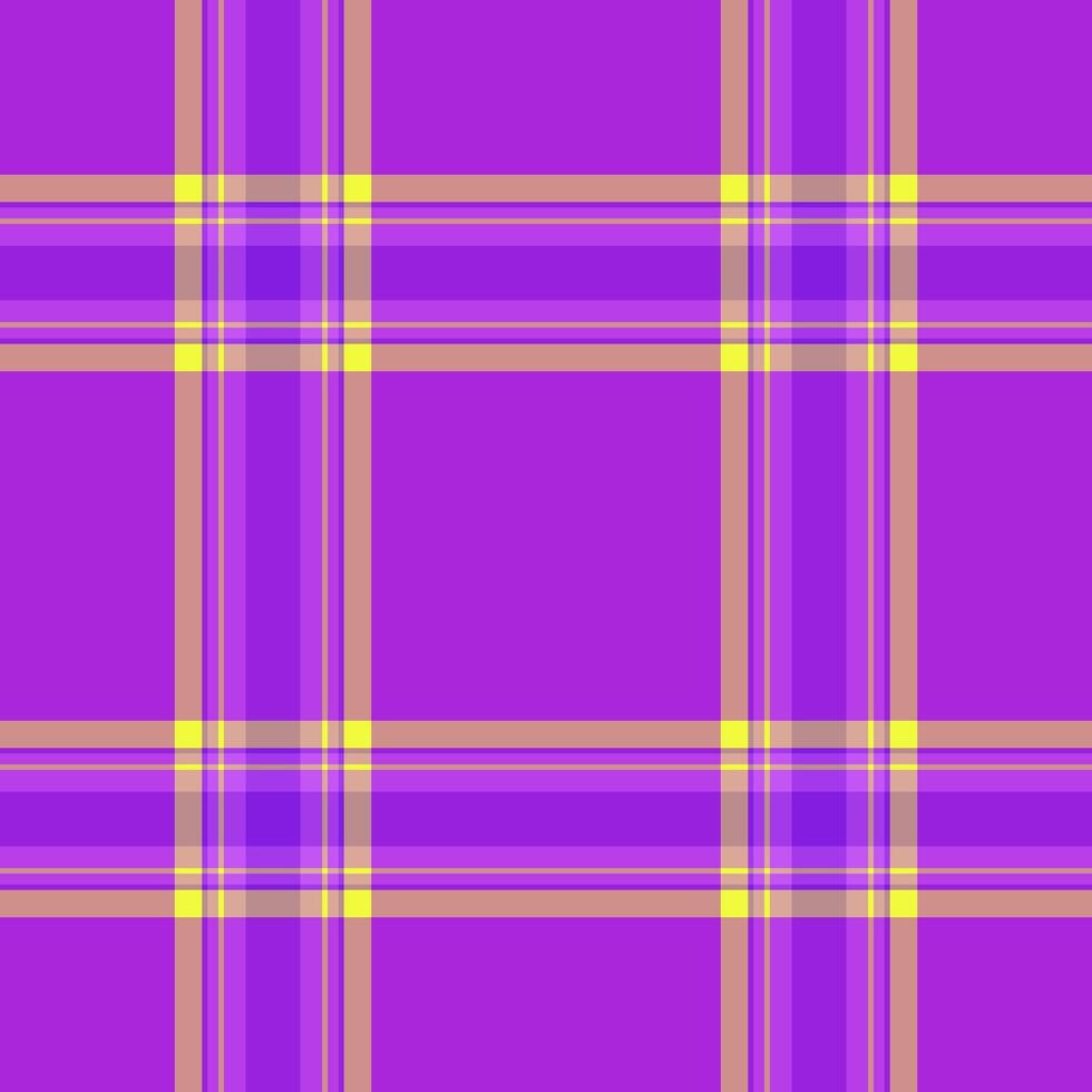 Vibrant purple, yellow, and beige plaid pattern. Perfect for textile design, fashion, website backgrounds, or crafting projects. vector