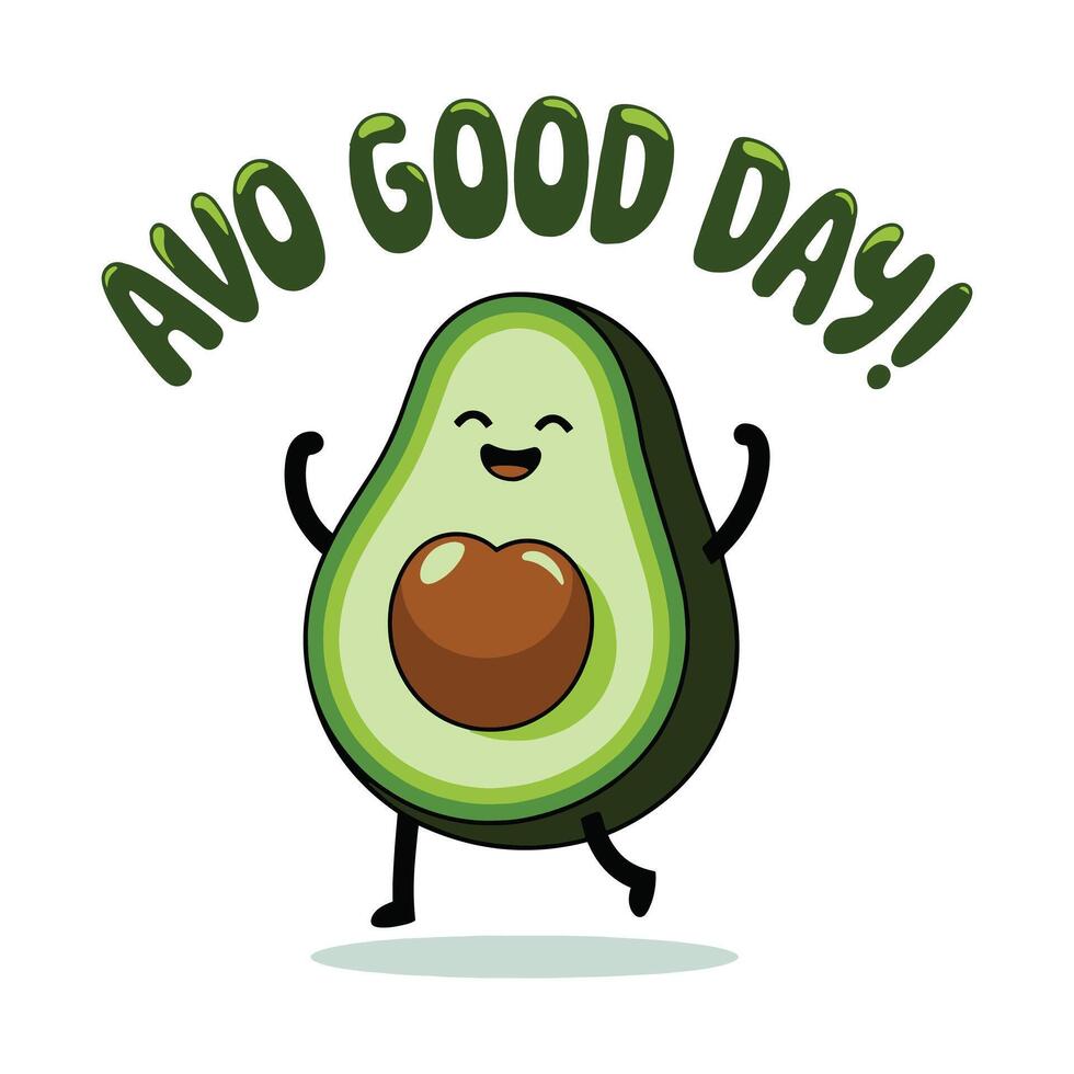Avo Good Day T Shirt Design Smiley Avocado vector
