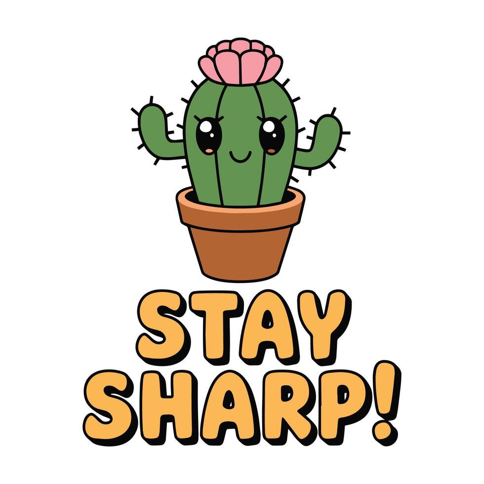 Stay Sharp T Shirt Design Cactus vector