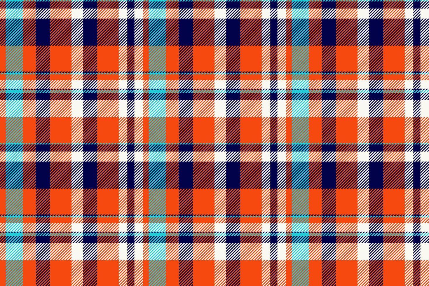 Vibrant orange, teal, and navy plaid pattern. Perfect for textile design, fashion, website backgrounds, or any project needing a bold, stylish texture. Seamless repeat for endless applications. vector