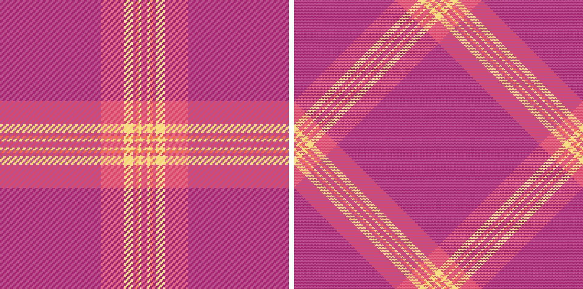 Textile texture fabric of check background with a plaid tartan pattern seamless. Set in sunset colors. Stylish oilcloth for kitchen decor. vector