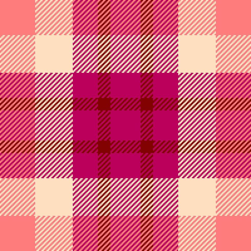 Vibrant pink and maroon plaid pattern, ideal for textile design, fashion, or website backgrounds. The textured, geometric design offers a stylish and modern feel. vector