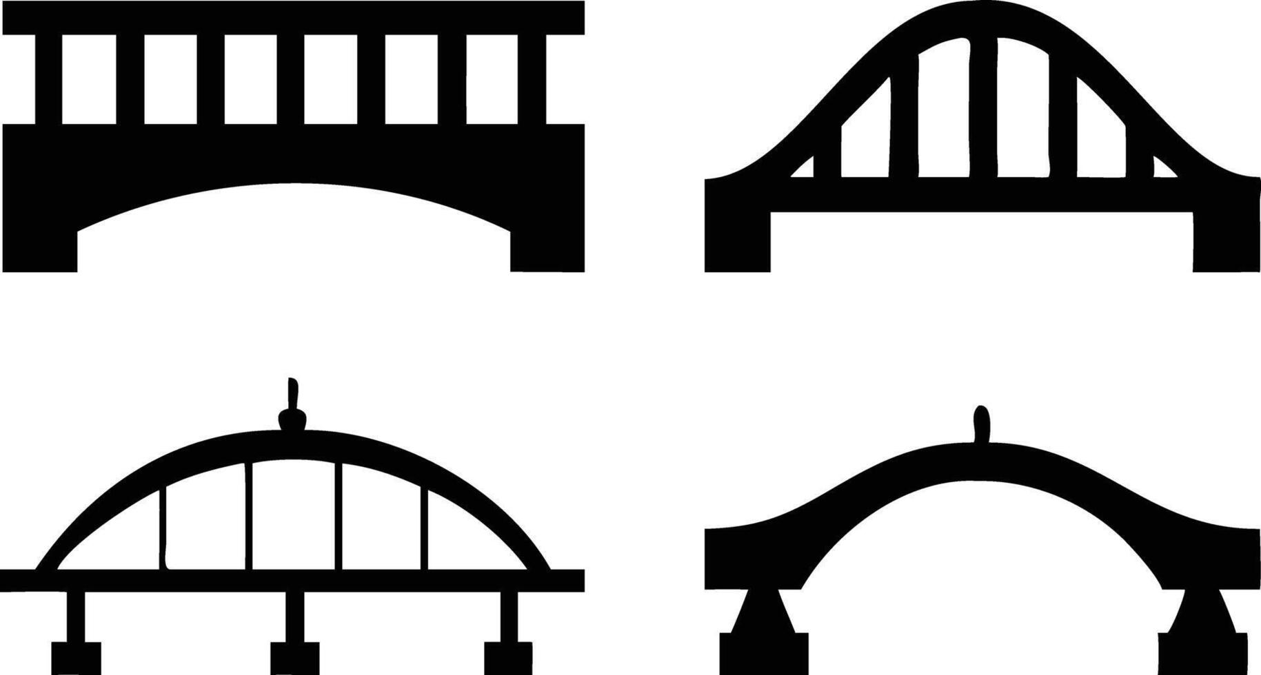 Detailed Set of Bridges Silhouette for Engineering Illustrations vector