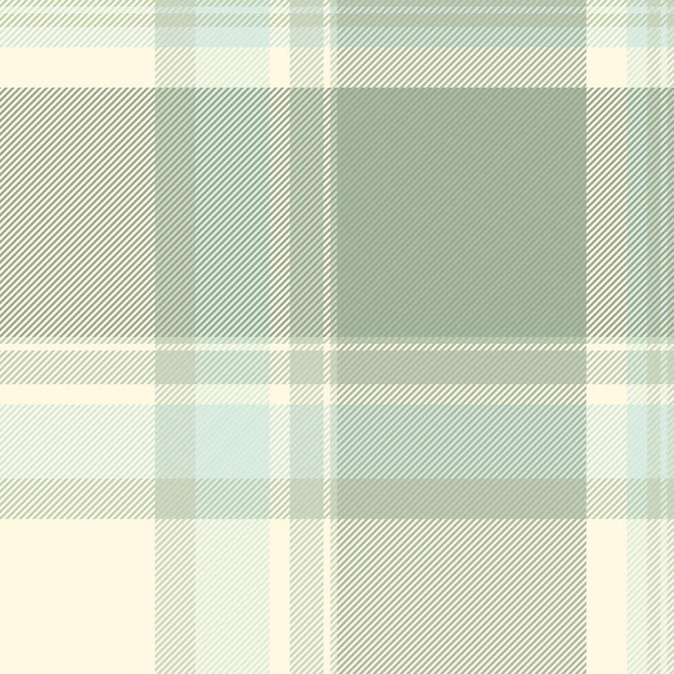 Subtle pastel green and cream plaid pattern. Perfect for textile designs, website backgrounds, or fashion projects. Soft, calming aesthetic evokes serenity and tranquility. vector