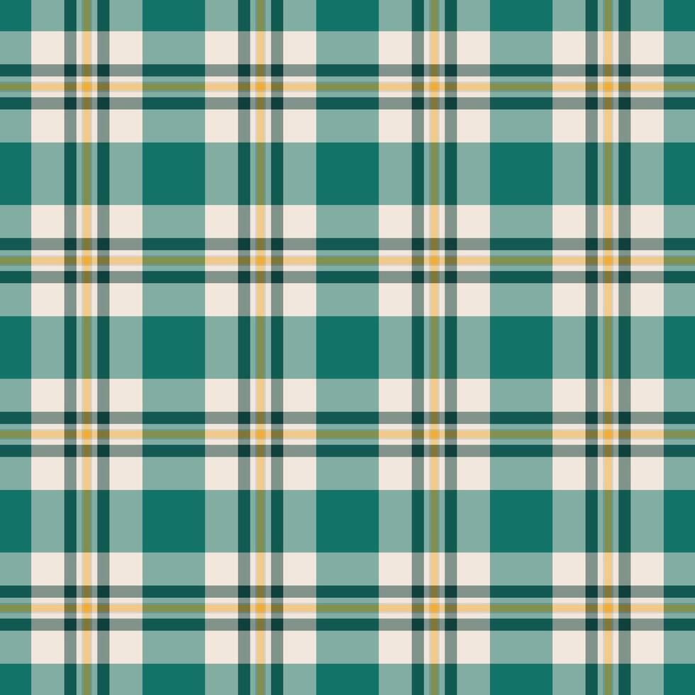 Seamless teal, cream, and olive green plaid pattern. Perfect for textile design, website backgrounds, or crafting projects. This versatile image offers a classic yet modern aesthetic. vector