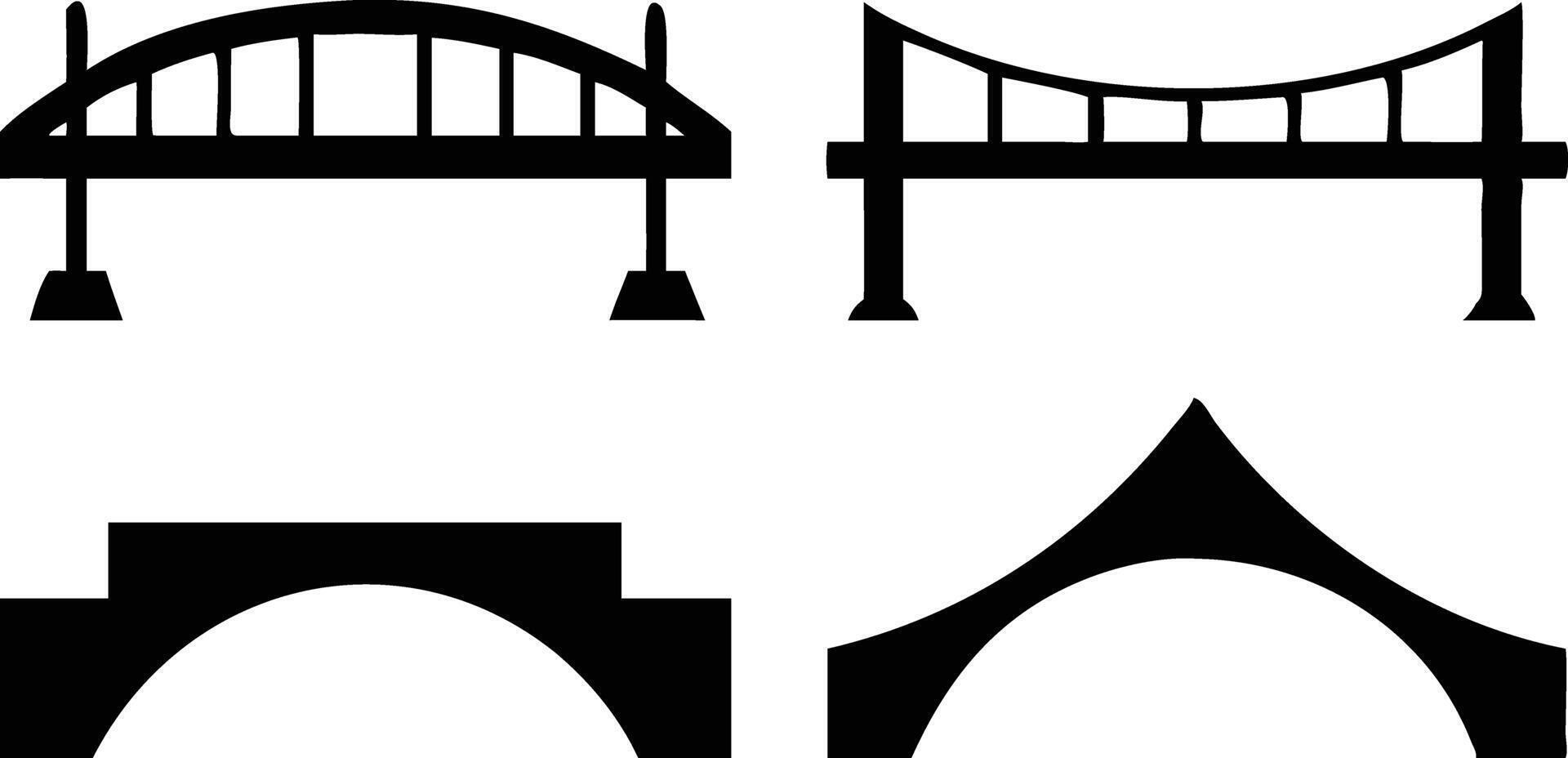 Majestic Set of Bridges Silhouette for Skyline Views vector