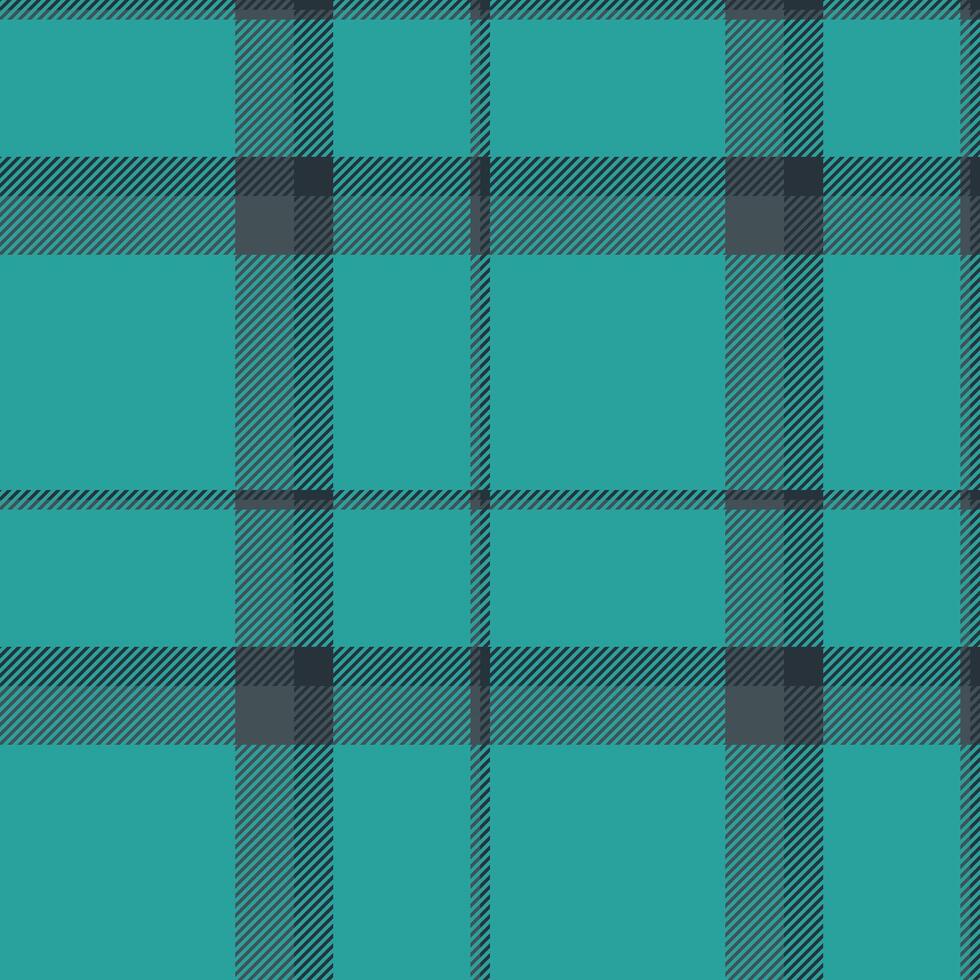 Vibrant teal and charcoal plaid pattern. Perfect for textile designs, website backgrounds, or fashion projects. Seamless repeat for versatile use. Clean, modern aesthetic. vector