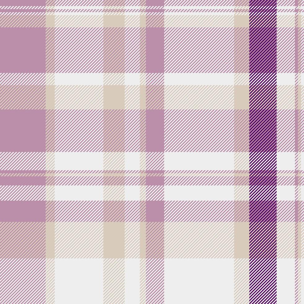 Elegant pastel plaid pattern in beige, purple, and white. Perfect for textile design, fashion, or website backgrounds. vector