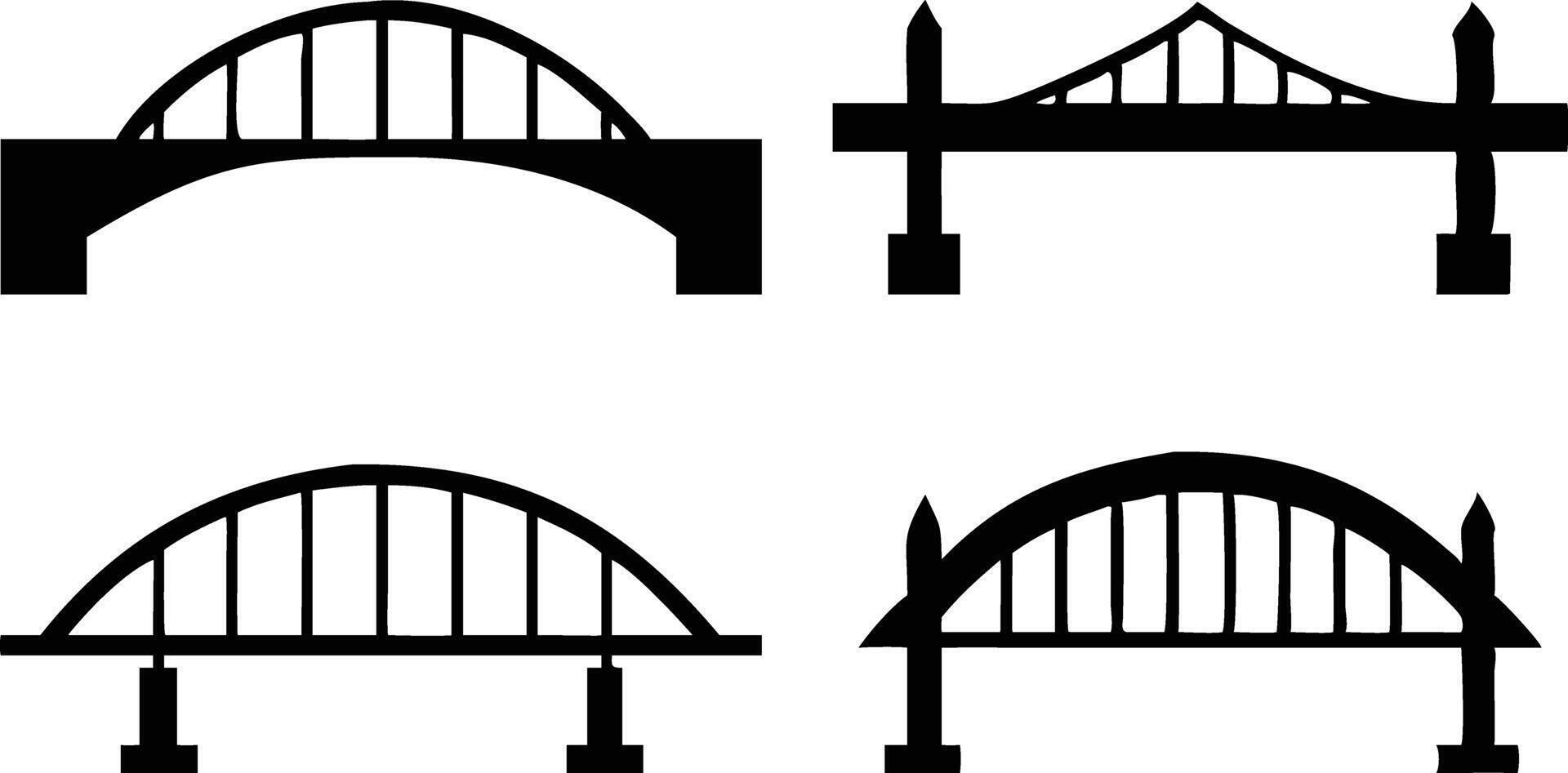 Artistic Set of Bridges Silhouette for Digital Prints vector