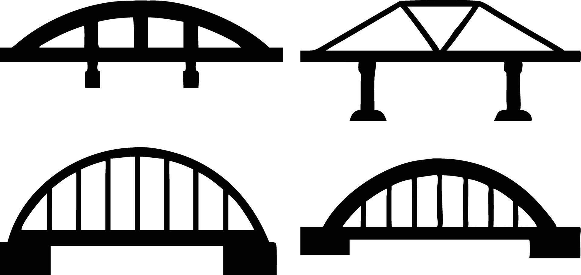 Stunning Set of Bridges Silhouette for Urban Design vector