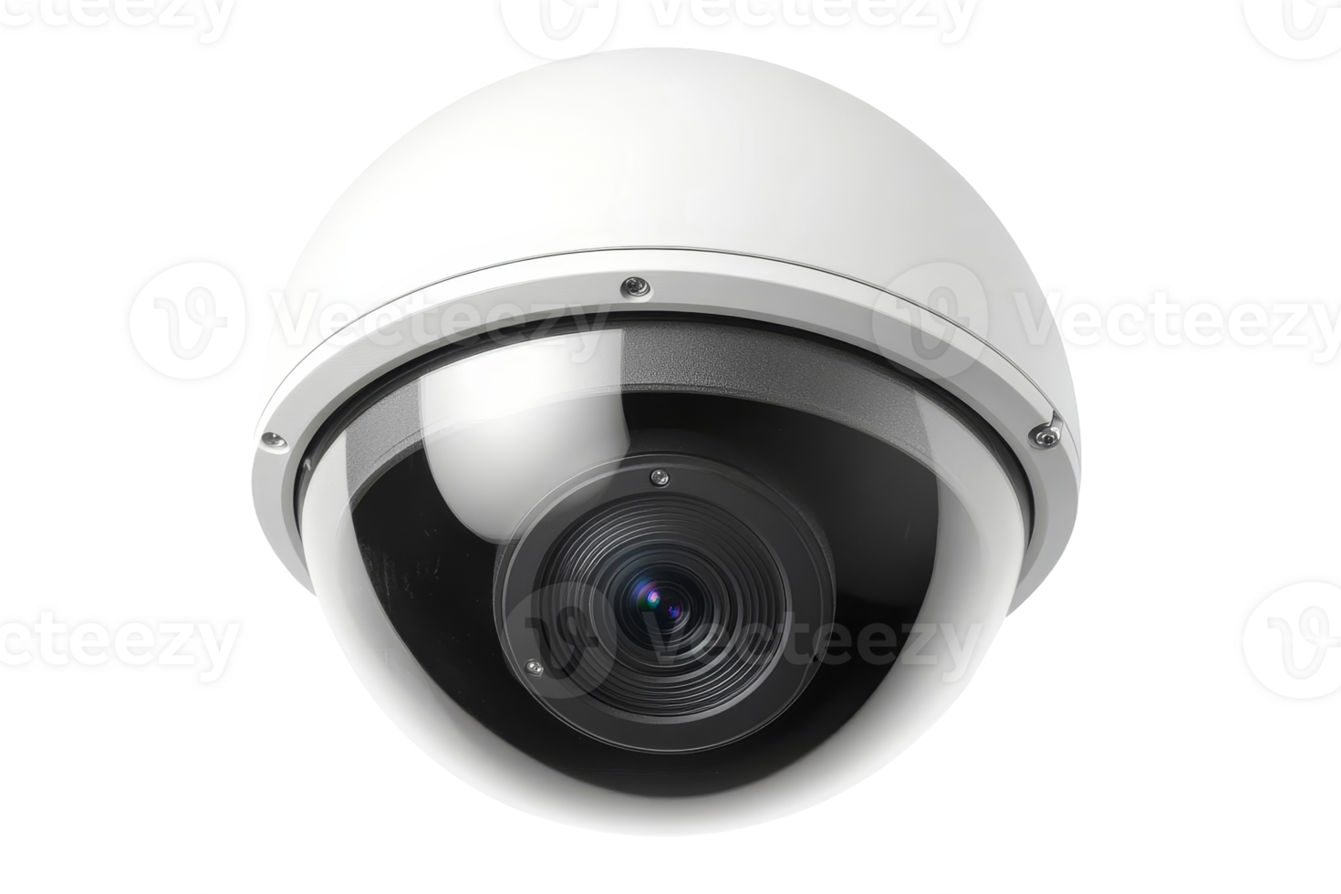 Modern dome surveillance camera featuring sleek design and high-resolution lens on a transparent backdrop png