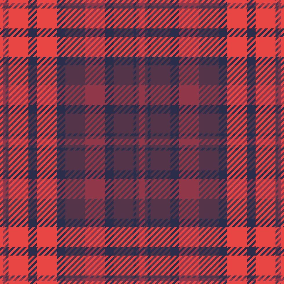 Seventies seamless pattern background, styled tartan textile texture. Merry fabric plaid check in red and pink colors. vector