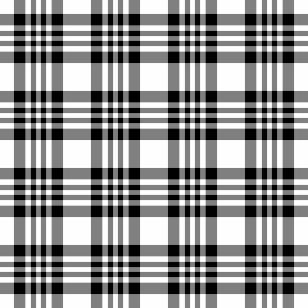 Classic black, white, and gray plaid pattern. Seamless texture ideal for textile design, website backgrounds, or fashion projects. vector