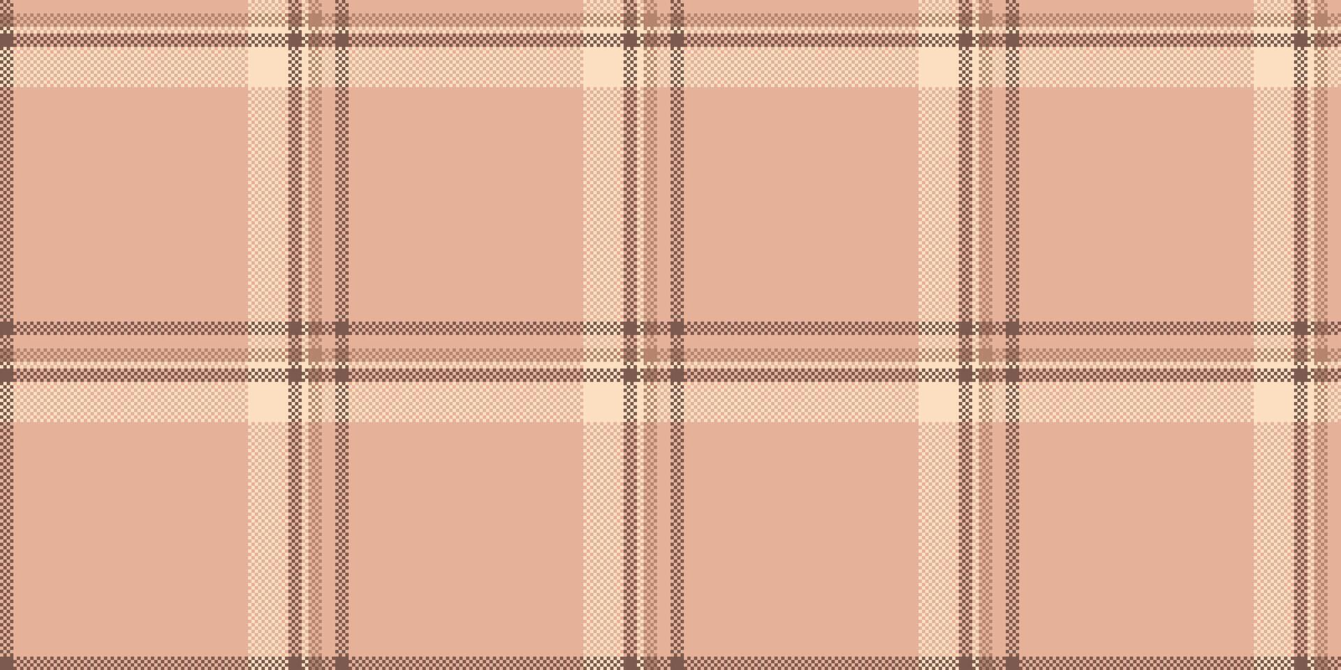 Soft peach and brown plaid pattern. Perfect for textile design, website backgrounds, or fashion projects. Elegant and versatile, this seamless texture offers a calming and sophisticated aesthetic. vector