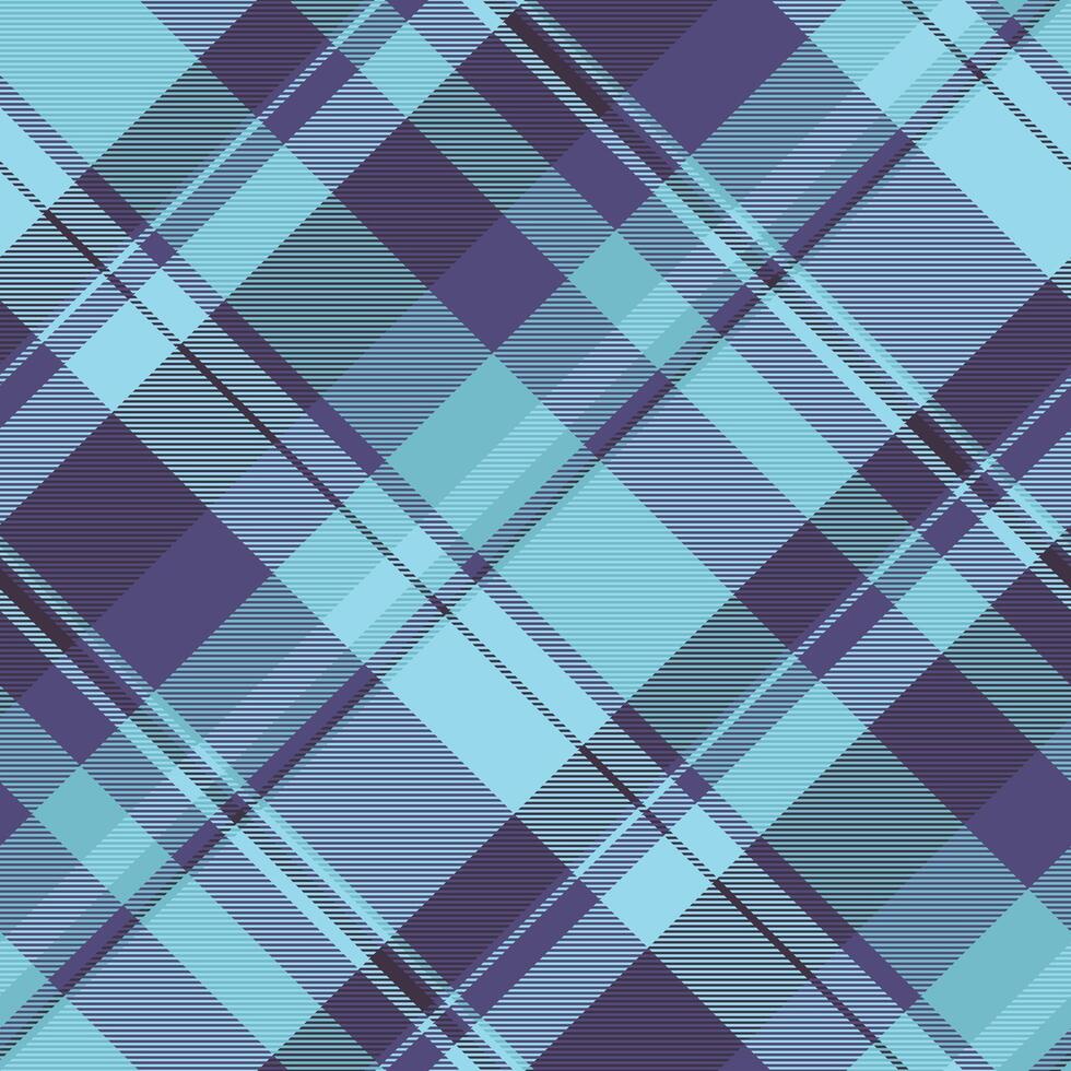 Clothing textile plaid background, artwork tartan pattern texture. Internet fabric seamless check in cyan and indigo colors. vector