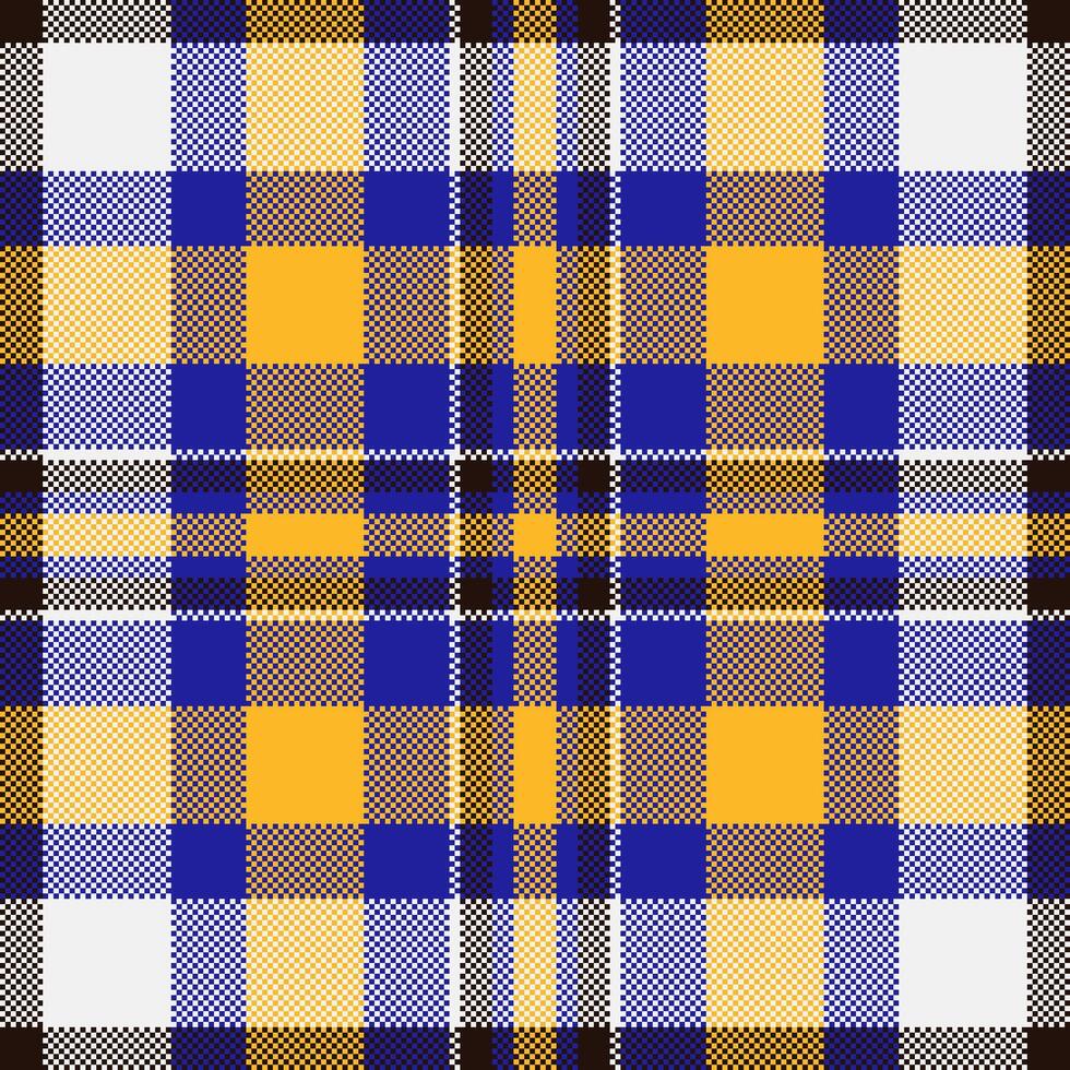 Handkerchief texture plaid , poncho check seamless fabric. Surface tartan pattern textile background in indigo and amber colors. vector