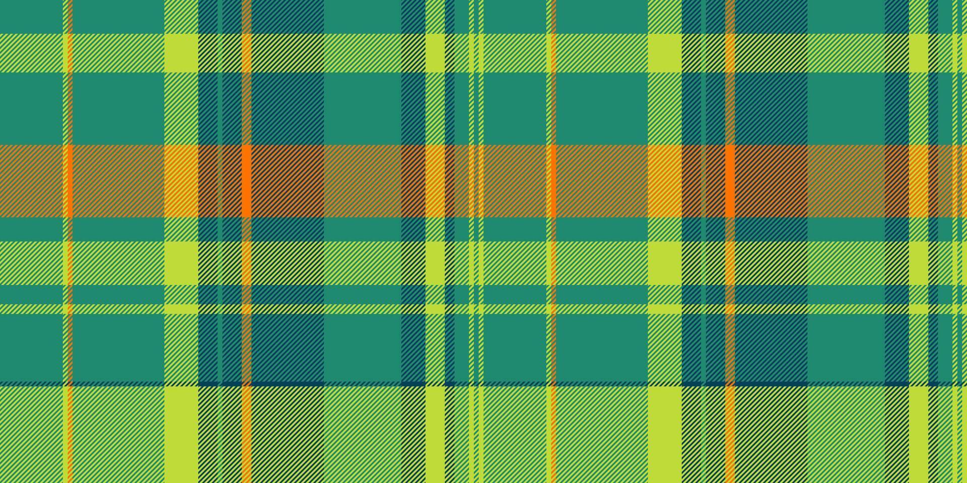 Track tartan fabric , soft seamless pattern plaid. Network check textile background texture in teal and lime colors. vector