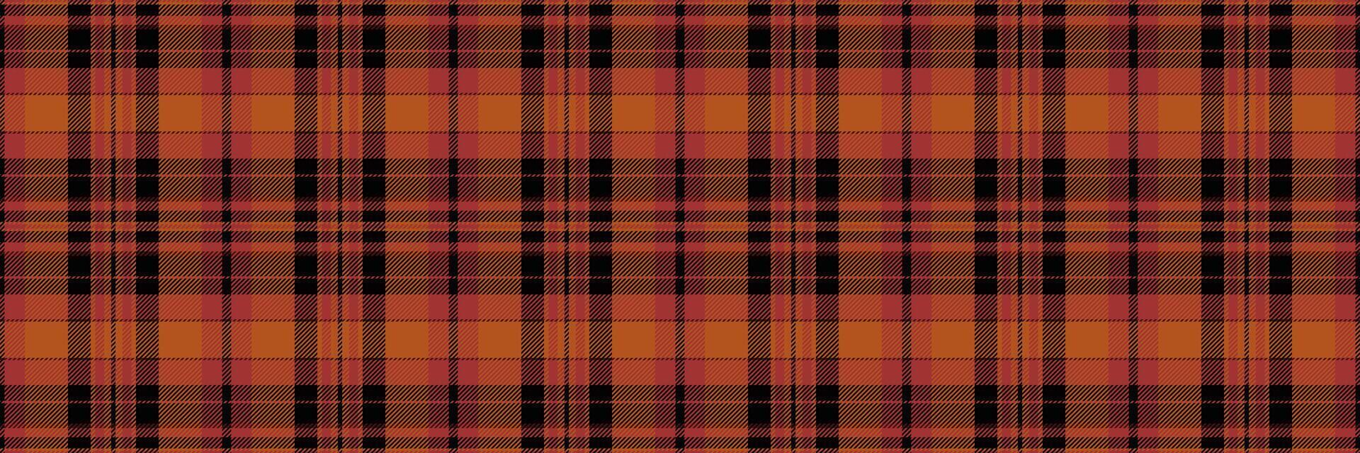 Dining room pattern texture tartan, sixties seamless fabric . Irish check plaid textile background in orange and black colors. vector