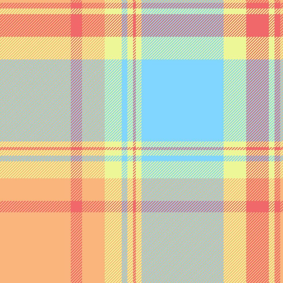 Pastel plaid pattern in soft peach, light blue, pale yellow, and grey. Ideal for textile design, fashion, branding, or website backgrounds. Seamless repeat texture with a cheerful, springlike feel. vector