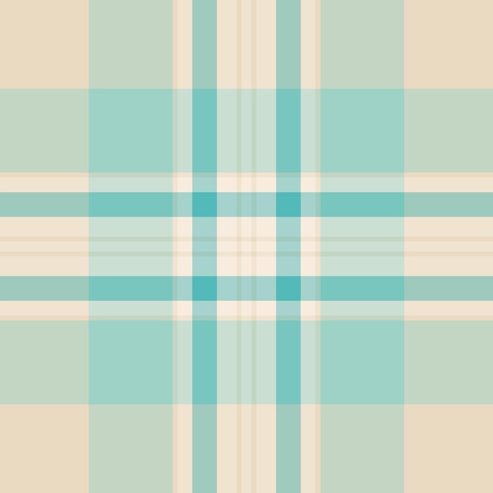 Seamless pastel plaid pattern in soft teal and beige. Perfect for textile design, website backgrounds, or scrapbooking. Elegant and versatile, this subtle texture adds a touch of sophistication. vector