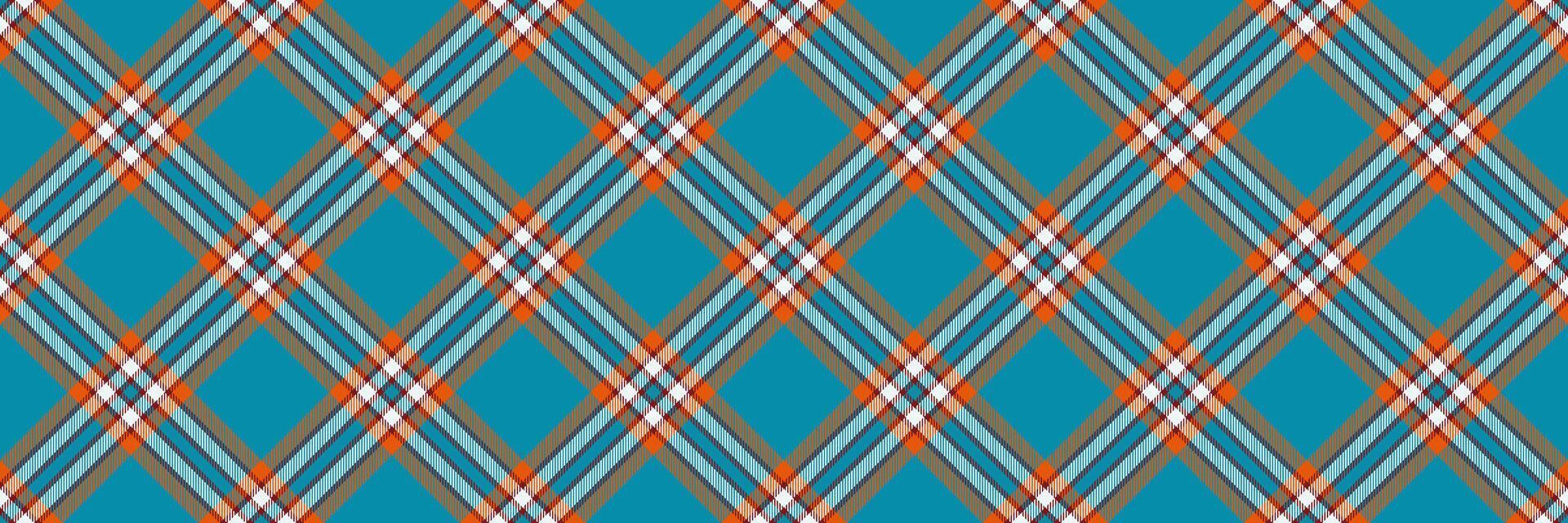 Trend textile check, invitation background fabric seamless. Checked texture plaid pattern tartan in cyan and orange colors. vector