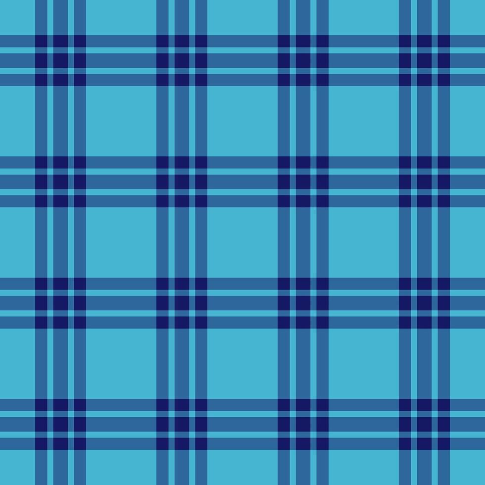 Short plaid fabric pattern, unique tartan check. Flow seamless texture background textile in cyan and blue colors. vector