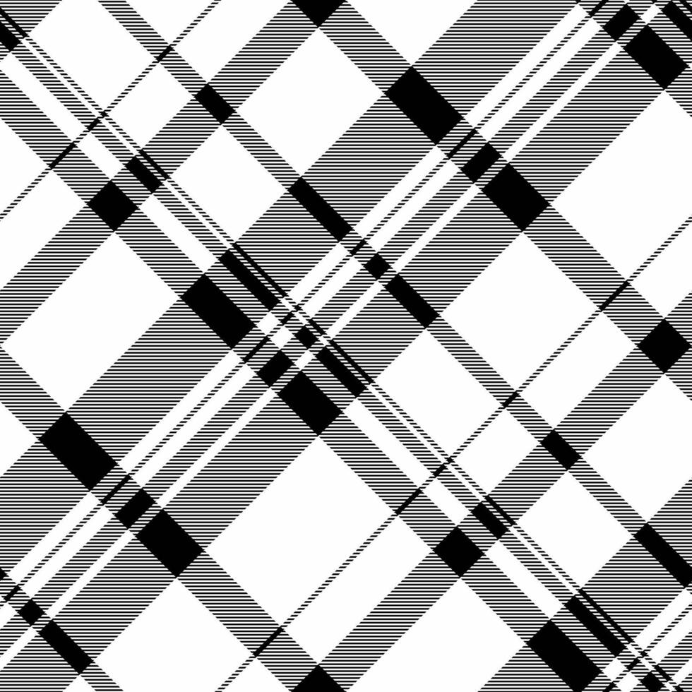 Endless plaid seamless fabric, craft textile tartan texture. Africa pattern background check in white and black colors. vector