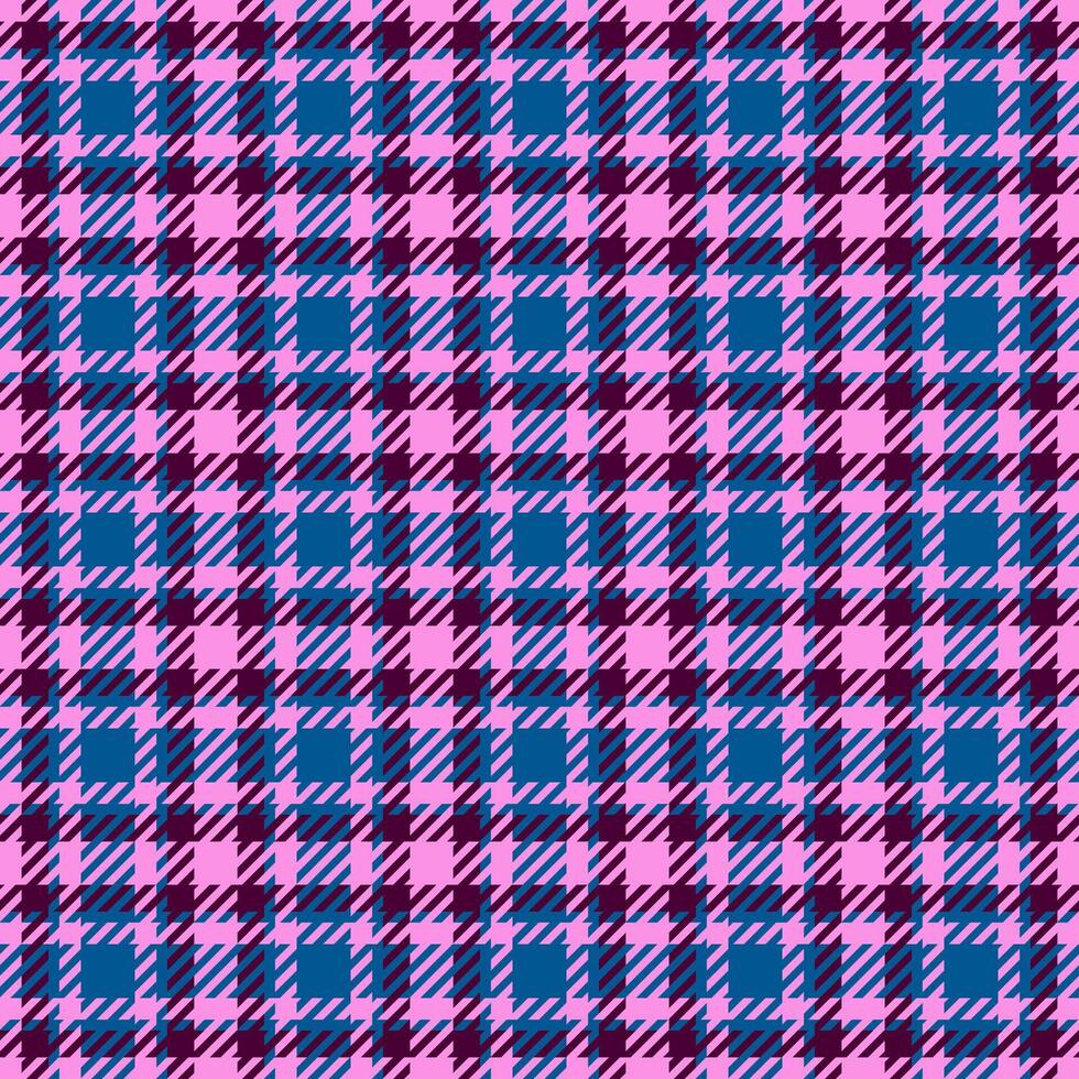 Dining plaid pattern fabric, hotel check texture tartan. Kitchen textile background seamless in pink and cyan colors. vector